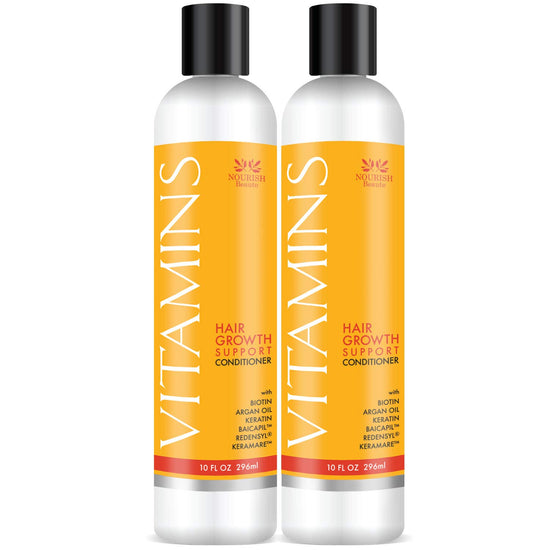 Nourish Beaute Vitamins Conditioner for Hair Loss to Promote Hair Regrowth Volume and Thickening with Biotin DHT Blockers Antioxidants Oils and Extracts For Men and Women 2 Pack 10 Ounces Each