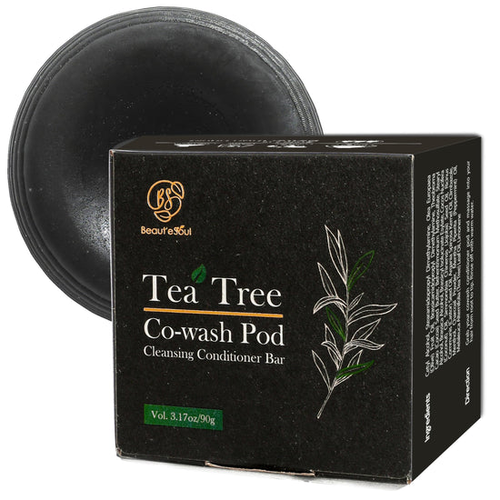 BEAUTE SEOUL Cowash Conditioner Bar: Tea Tree & Activated Charcoal for Scalp Treatment Dandruff Care Solid Coconut Hair Moisturizer